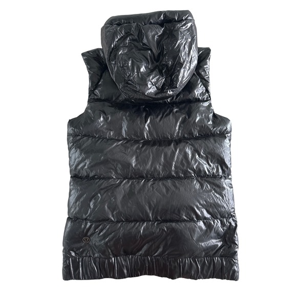 Lululemon The Fluffiest Vest Black Ziggy Snake Pink Black 650 Goose Down Sz 8 - Picture 9 of 14